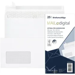 Mailmedia Briefumschläge »Maildigital« DL mit Fenster und Haftklebung - 25 Stück weiß, 22x11 cm