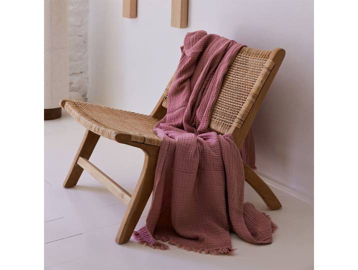 Plaid en gaze de coton rose 130 x 170 cm