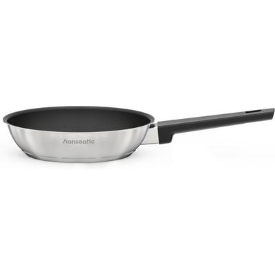 Bratpfanne HANSEATIC "SMART", silber (silberfarben, schwarz), B:21,7cm H:4,5cm L:38,3cm Ø:20cm, Pfannen, Bratpfanne, Pfanne mit Antihaftbeschichtung, für alle Herdarten, inkl. Induktion