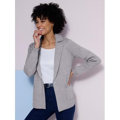 Cardigan CLASSIC BASICS, Damen, Gr. 56, grau (steingrau, meliert), 100% Polyacryl, meliert, Strickjacken