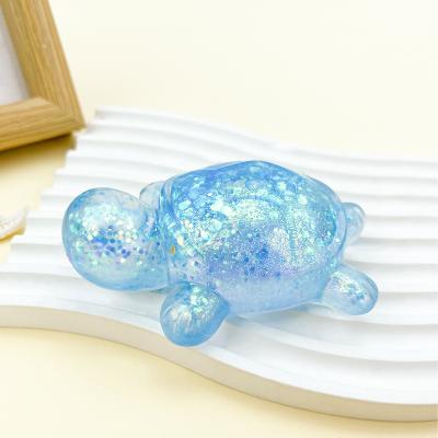 JoyToys Cute Squishy Turtle Toy Glitter Sensory Stress Relief Squeeze Fidget For Kids & Adults 1pc Blue