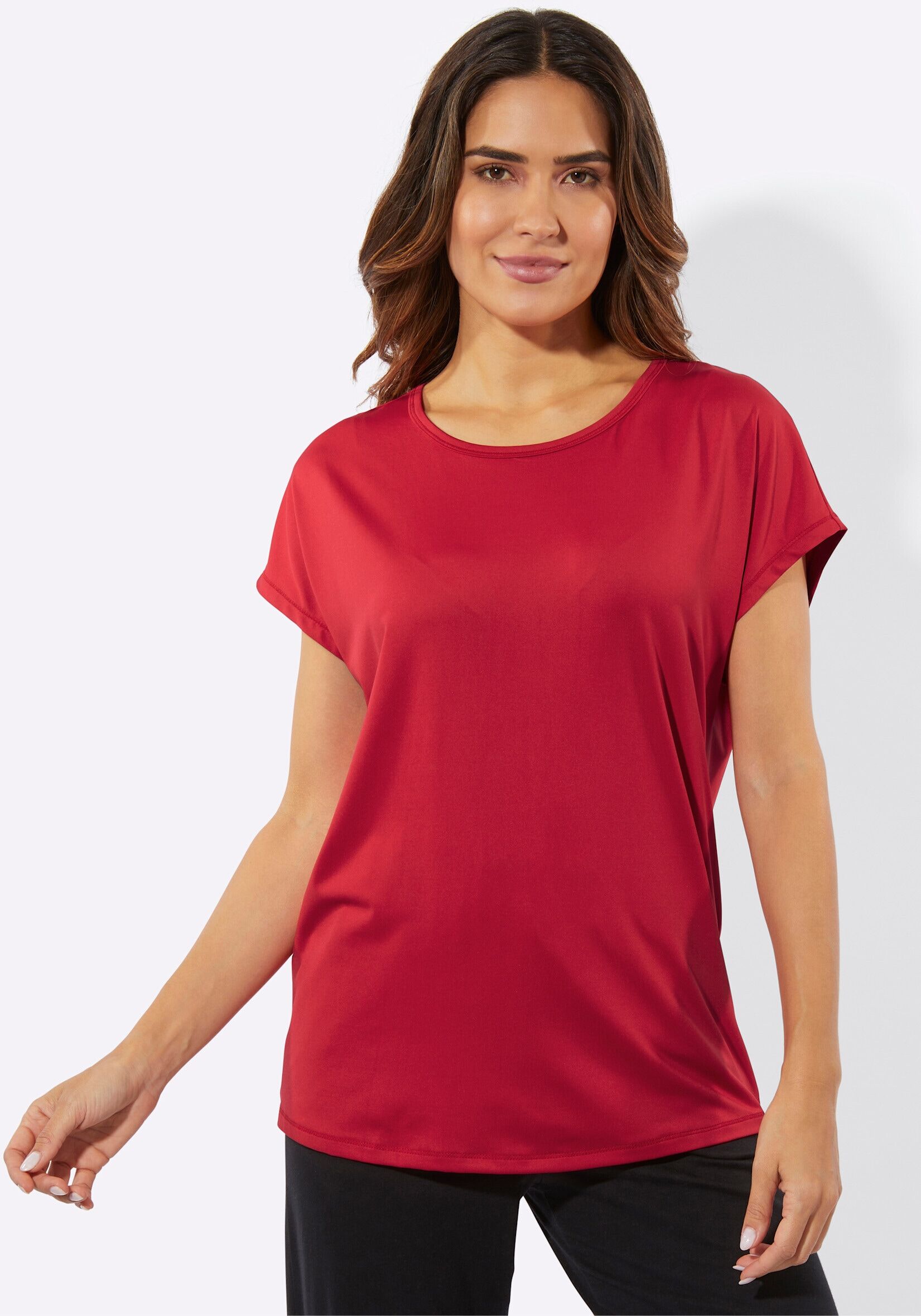 Sieh An! T-Shirt SIEH AN "Freizeitshirt Rundhalsshirt für Sport und Freizeit", Damen, Gr. 52, erdbeere, Basic, Rundhals, Shirts T-Shirt