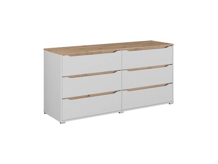 Vicco Kommode Ruben, Weiß/Artisan-Eiche, 160 x 76.6 cm, Weiß, Eiche Artisan, Rechteckig, 160x76.6x48 cm, Kleinmöbel, Kommoden, Kommoden