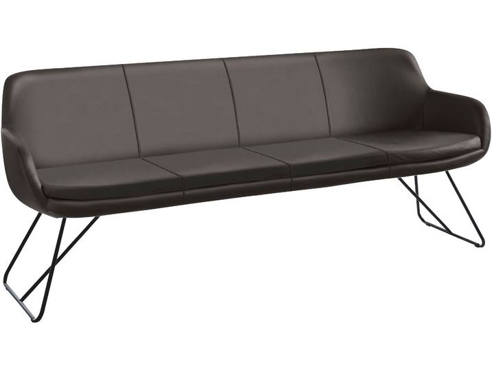 Essbank MUSTERRING Tavia , braun (dunkelbraun, schwarz), B:200cm H:87cm T:66cm, Sitzbänke, Essbank, Schlittengestell in drei Ausführungen, Breite 180, 200 oder 220 cm
