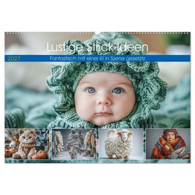 Lustige Strick-Ideen (Wandkalender 2027 DIN A2 quer), CALVENDO Monatskalender