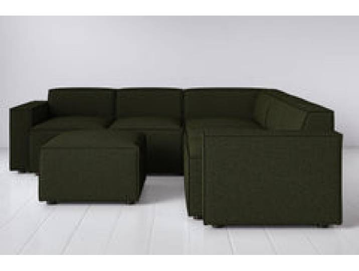 Ecksofa Model 03 mit Polsterhocker, Farngrün