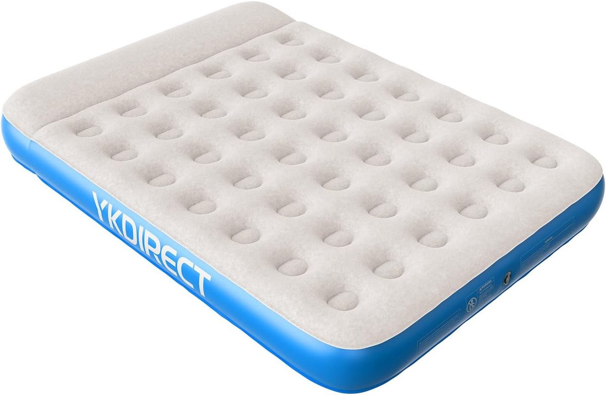 SnelShoppen Opblaasbaar Luchtmatras met Ingebouwd Kussen - Waterdicht Campingluchtbed voor Familie en Reizen