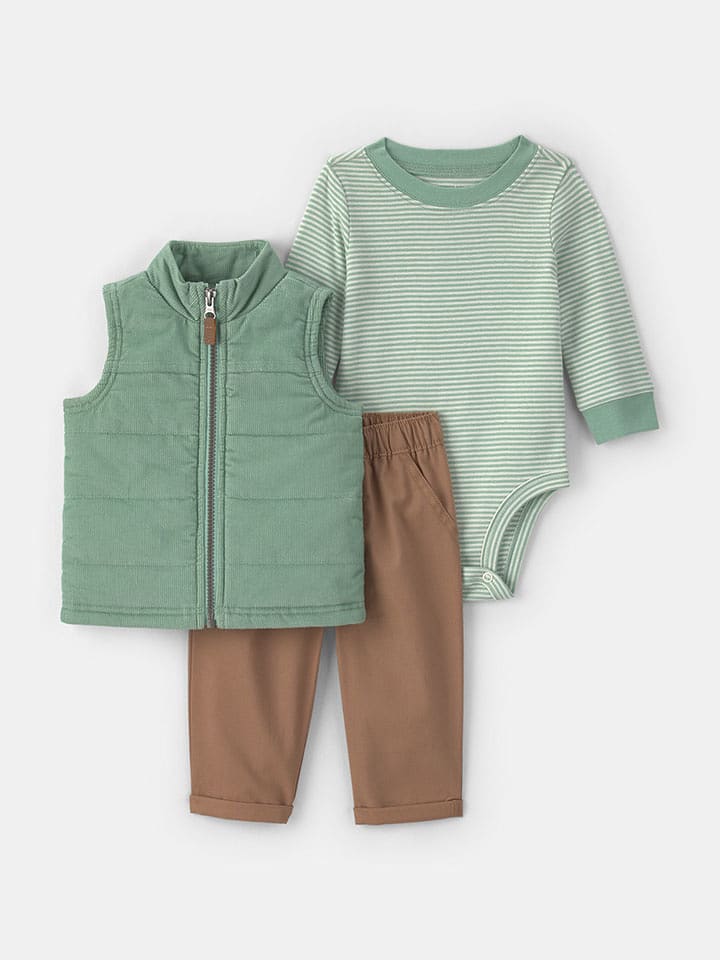 carter's 3tlg. Outfit in Grün/ Braun - 80