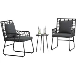 vidaXL, Gartenlounge, Lapenas (2 x Stühle + 1 x runder Teetisch)