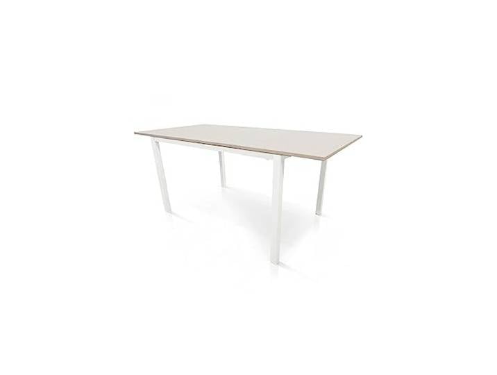 Dmora - Ausziehbarer Tisch aus lackiertem Metall und Laminatplatte, weiße Farbe, 110 x 76 x 70 cm