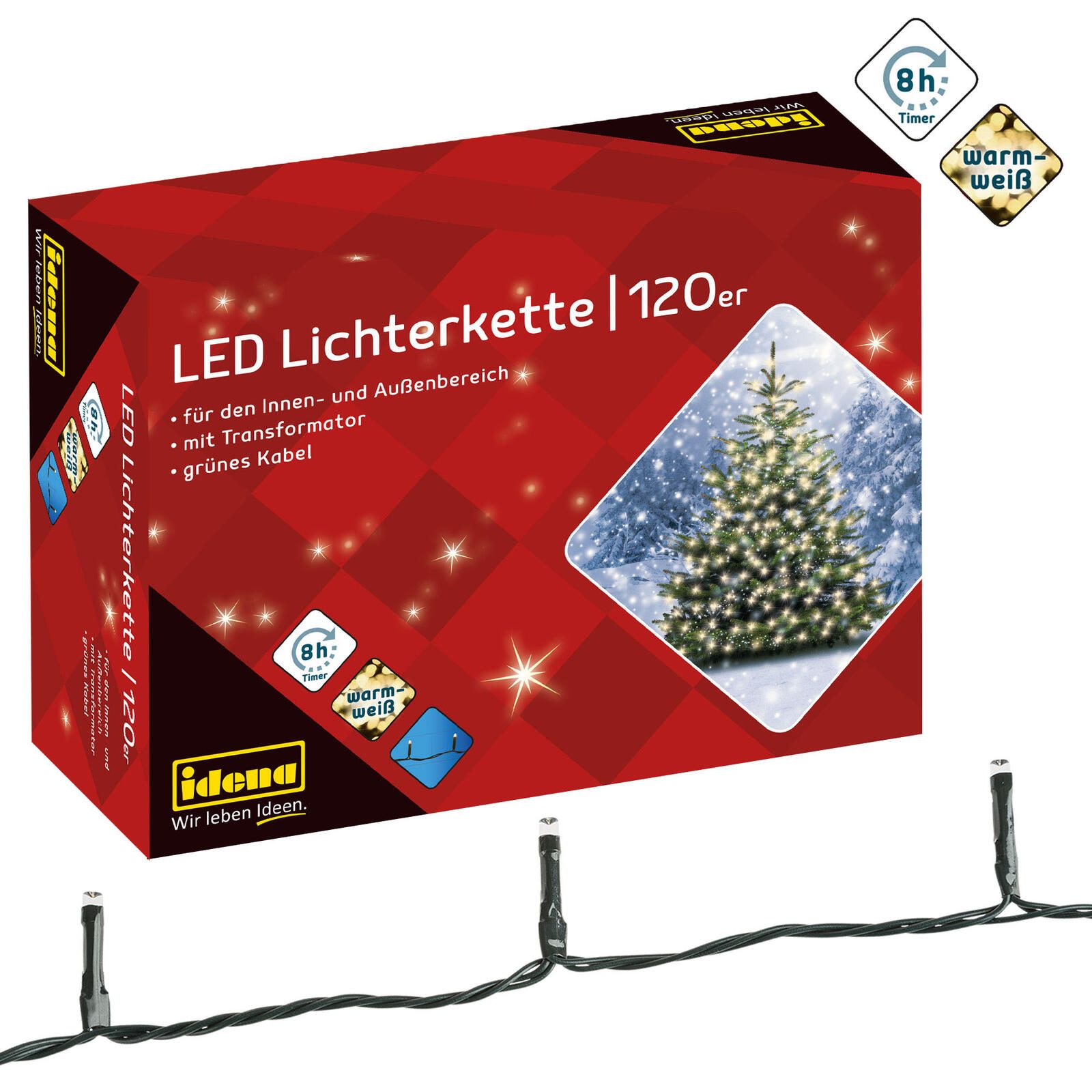 Idena Lichterkette 20 m dunkelgrün 8325097