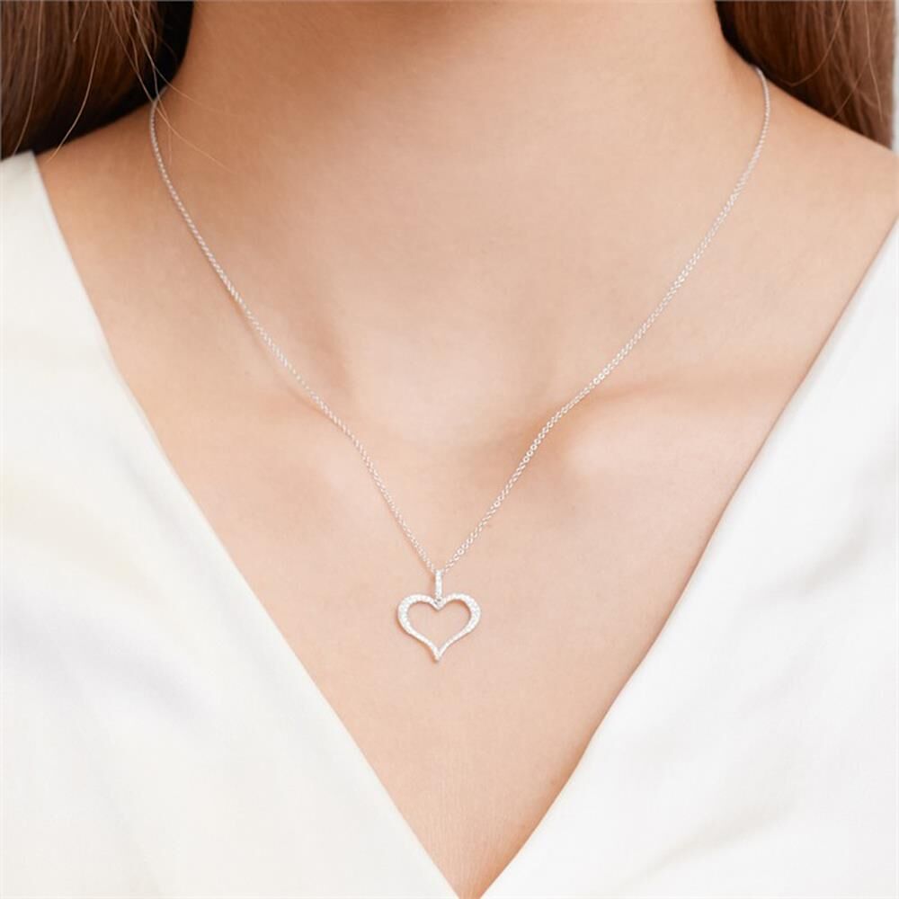 Brilladia Kette Herz 750er Weißgold 7Diamant silber