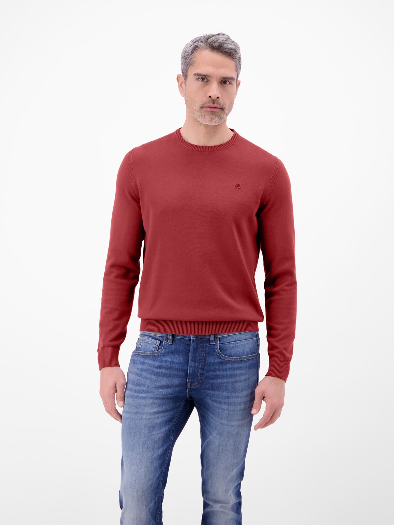 Strickpullover LERROS "Herren Strickpullover aus Baumwolle mit Crewneck Ausschnitt", Herren, Gr. XXL, rot (scandinavian rot), 100% Baumwolle, Pullover Strickpullover, Weicher Strick-Pullover, Rundhalsausschnitt, lange Ärmel, pflegeleicht scandinavian rot 