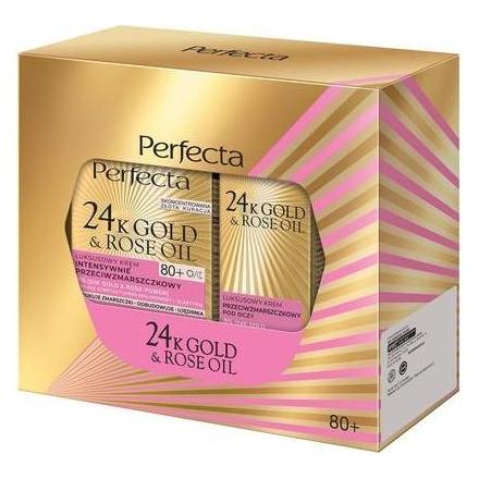 Perfecta Perfectaset 24k Gold Rose Oil Night Cream 50ml und Anti-Falten-Creme für Augen und Augenlider 15ml (Augenpflege Crème, 50 ml, Nacht) (50346378)