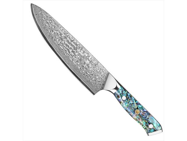 KingLux Damastmesser 20cm Kochmesser aus 67 Lagen Damaststahl Abalone-Muschel Griff