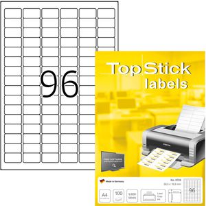 TopStick Universaletiketten labels, 8728, weiß, 30,5 x 16,9mm, 100 Blatt, 9.600 Stück