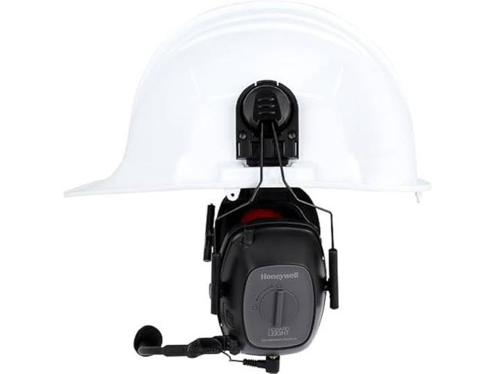 Howard Leight Honeywell Sync Wireless Electo Elektronische Kapselgehörschützer Helmversion mit Bluetooth-LED-Anzeige, Hear-Through, UKW-Radio, Austauschbar Sprechmikrofon, Schwarz, SNR 33 dB, 1035342
