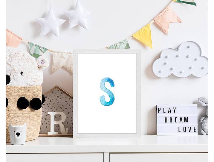 Tableau déco Letter S 33 x 43cm Multicolore