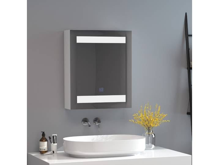 HOMCOM Miroir LED Armoire Salle Bain Murale MDF Blanc