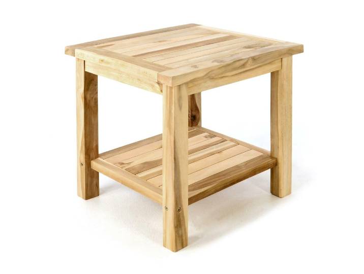 Gartentisch VCM Beistelltisch mit Ablage Natur , braun, Tische, Gartentisch