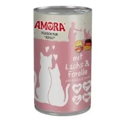 Amora Cat Fleisch Pur 400g 6 x 400g Lachs mit Forelle