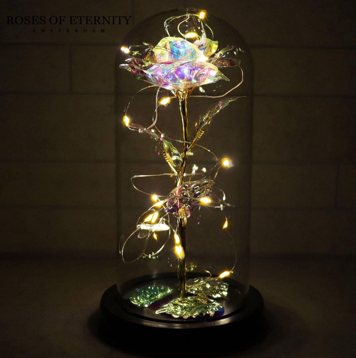 Roses of Eternity Galaxy roos in glazen stolp met LED