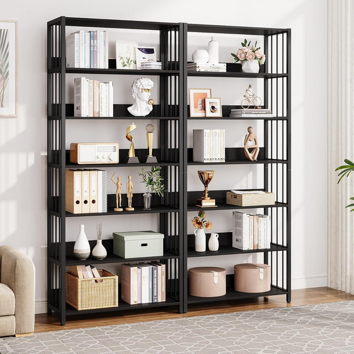 6-laagse open boekenkast voor de woonkamer, slaapkamer of het thuiskantoor