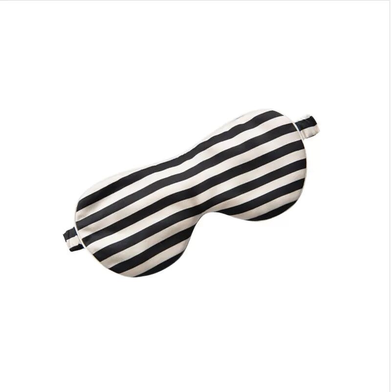 INF 19 Momme Seide Schlafmaske mit Zebra-Muster für erholsamen Schlaf Schwarz
