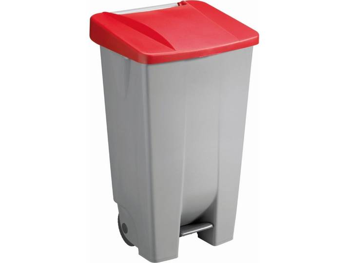 Sunware Papierkorb Abfallcontainer Kunststoff 120l grau mit rotem Deckel