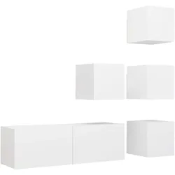 vidaXL 5-tlg. TV-Schrank-Set Weiß Holzwerkstoff