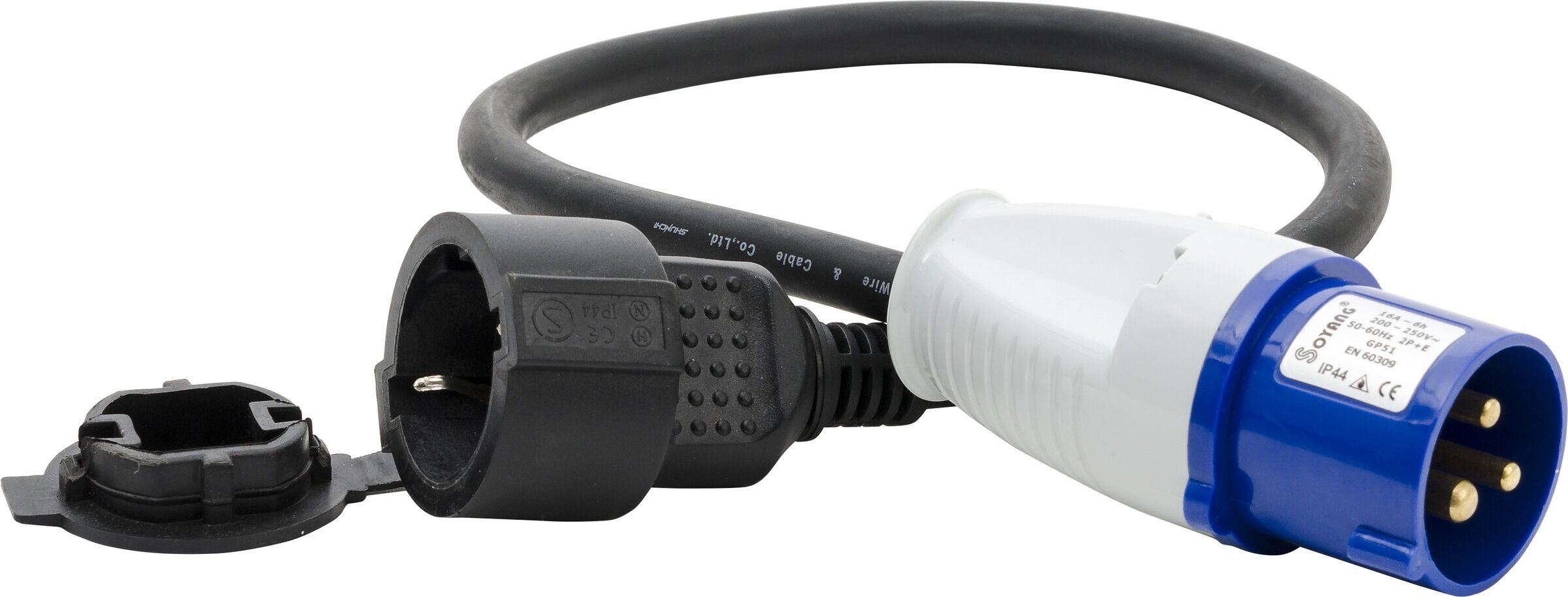 Gelia Adapter/övergångssladd, från CEE 216-6 till schuko