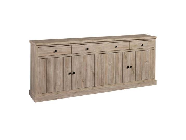 Buffet 4 portes et 4 tiroirs aspect bois finition Beach Oak - ROLYA