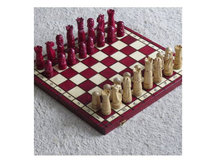 Holzprodukte Spielesammlung Schach Geschnitzt 50 x 50 cm Schachspiel Holz Geschnitzt NEU rot