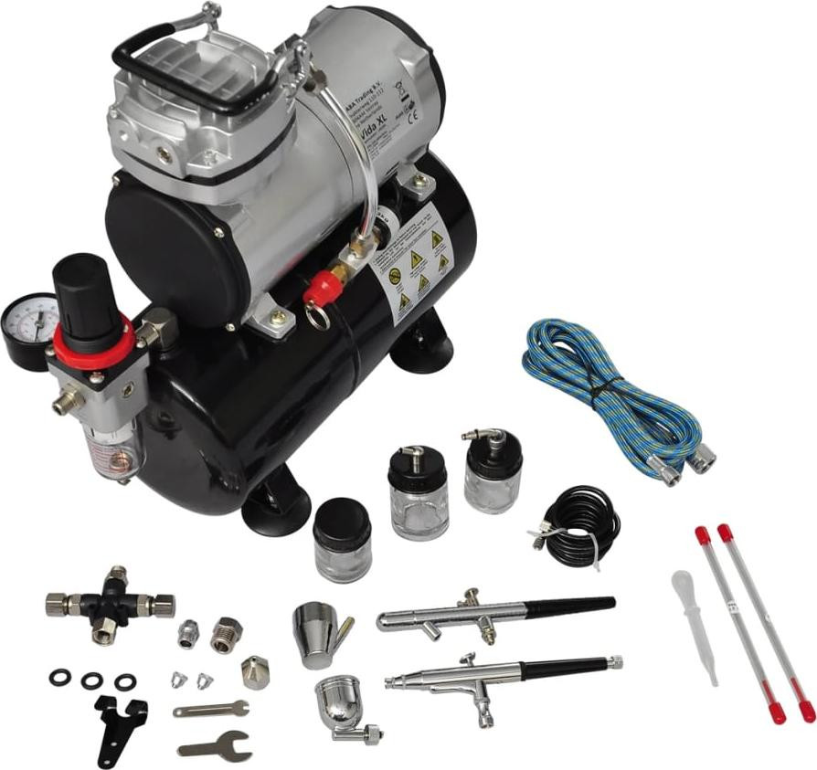 vidaXL Professionele airbrush-set met 2 spuitpistolen