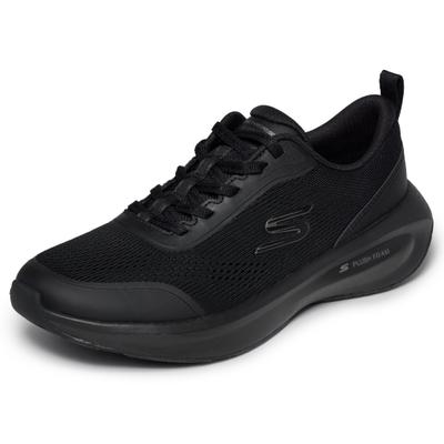 Sneaker SKECHERS "SKECHERS PLUSH FOAM", Damen, Gr. 37, Textil, schwarz (schwarz uni), unifarben, Schuhe Sneaker, Freizeitschuh, Halbschuh mit weicher Innensohle, vegane Verarbeitung