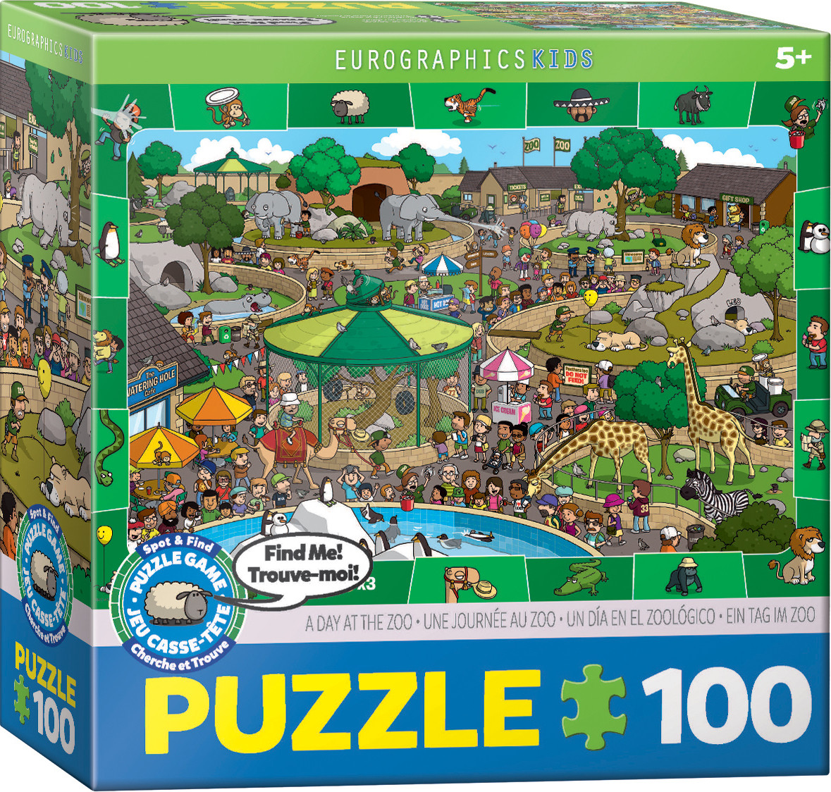 Een dag in de dierentuin - Zoek en vind puzzel met 100 stukjes