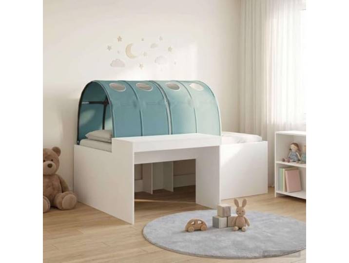 RJPLMFV Bett mit 4 Teilen Eiche handgefertigt und hellblau Robustes Holzwerkstoff, 2 Zubehörteile enthalten, minimalistischer Stil, für den Innenbereich, einfache Montage