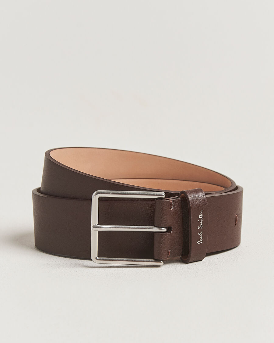 Paul Smith Stitch Leather Belt Dark Brown men W36 Brun