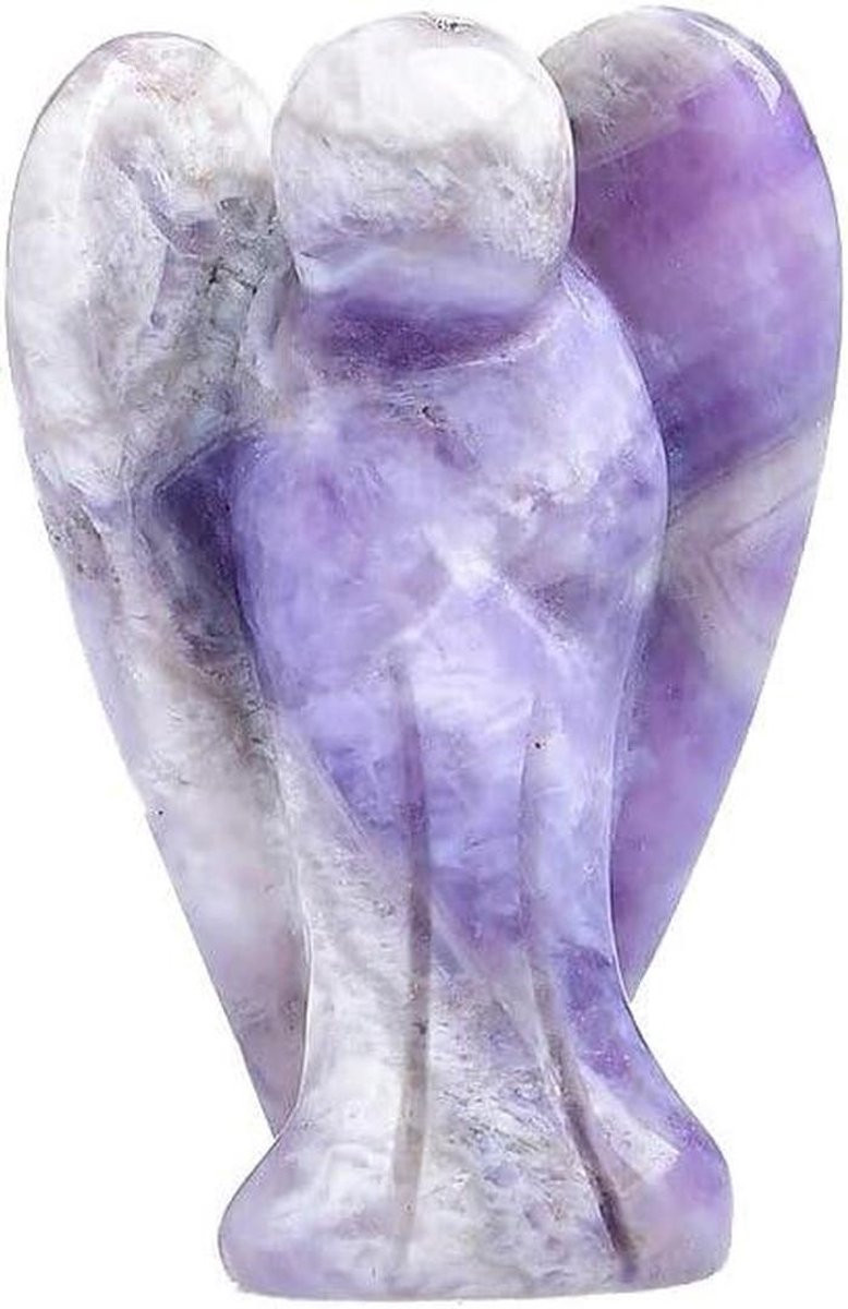 Beschermengel Beeldje - Kristallen Figuur - Natuurlijke Steen - Paars - 10 Gram