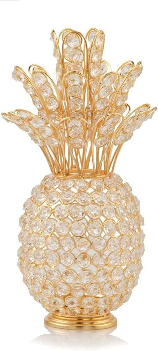 Kristallen Ananas Sculptuur Gouden Fruit Decoratie met Tealight Houder