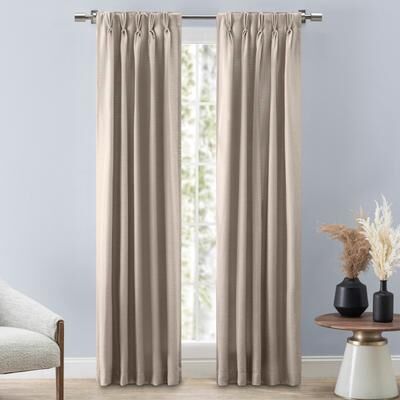 Ricardo Grasscloth Premium Sheen Pinch Pleat W Back Tab Curtain Pair