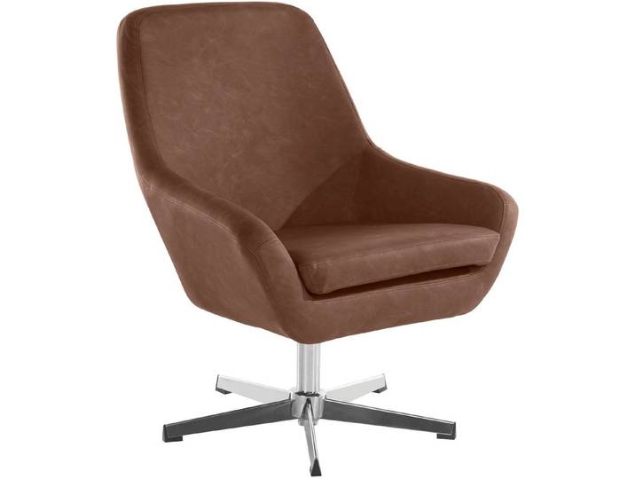 loft24 Loungesessel Tessa (1-St), Sessel drehbar Relaxsessel Armlehnsessel, Lederoptik, Chromgestell