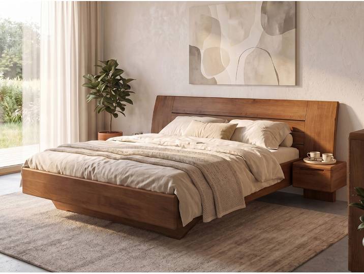 Buchenbett Dunkel „Bea“ 80 x 220 cm Massivholz Buche Dunkel