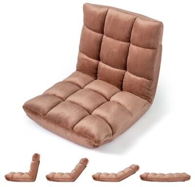 Costway Adjustable 14-position Cushioned Floor Chair-Beige