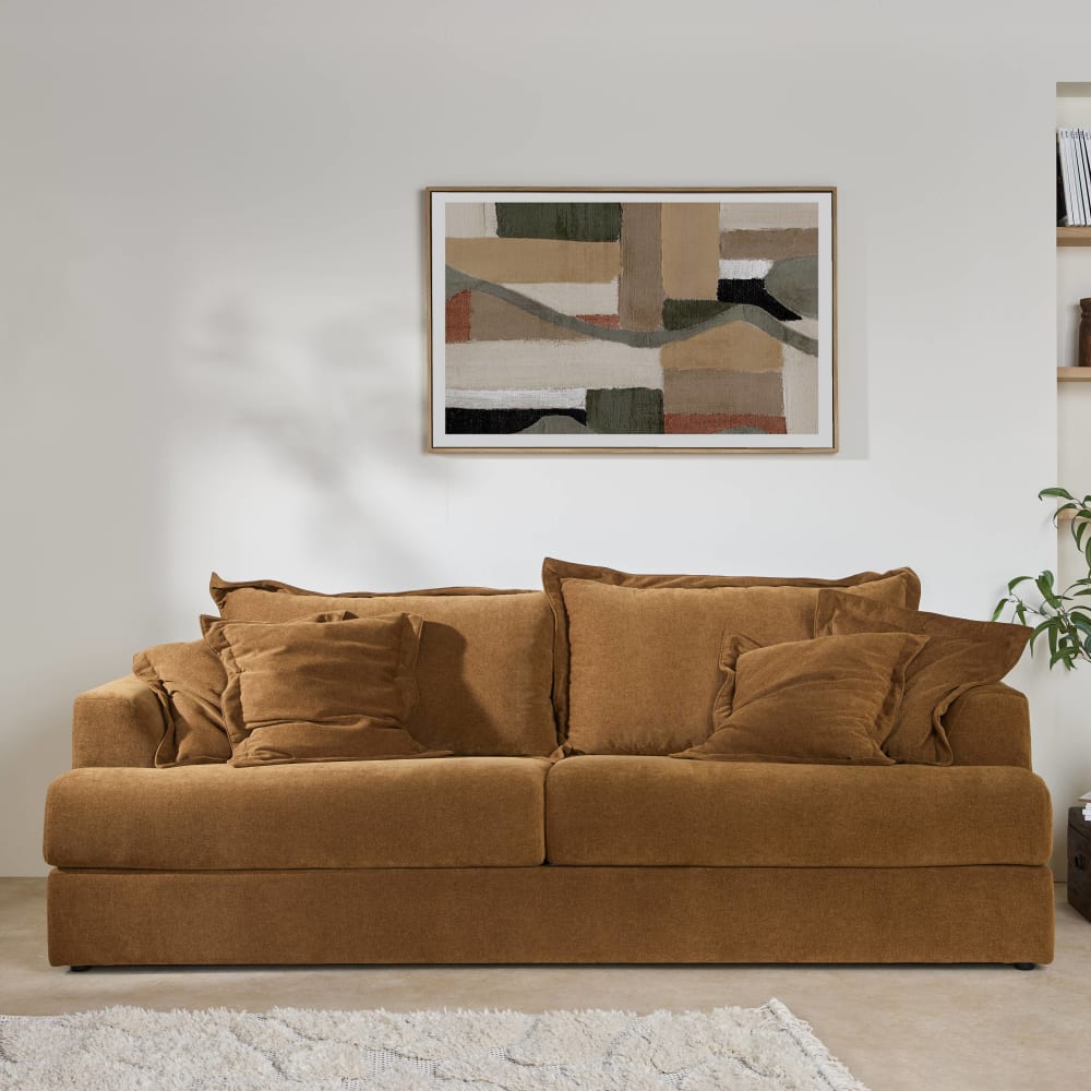 CAMIF Canapé convertible en tissu 3 places marron Marron 233x85x101cm