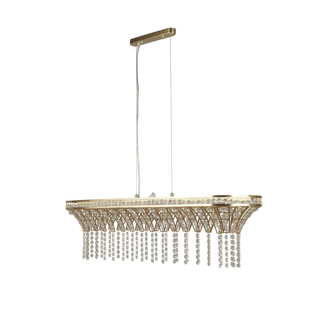 Grote hanglamp Gemma Searchlight goud/messing met transparant glas