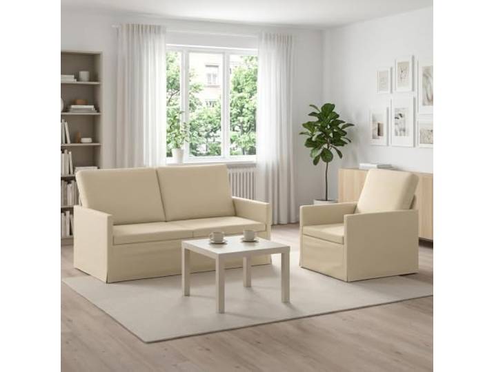 Sofa-Set 2 Stück Creme Stoff Metallrahmen,Polyester,weiche Schaumstofffüllung,zeitgenössisch,leicht zu reinigen