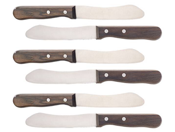 6er Set Frühstücksmesser mit 11,5-cm-Klinge und Griff aus Blackwood-Holz