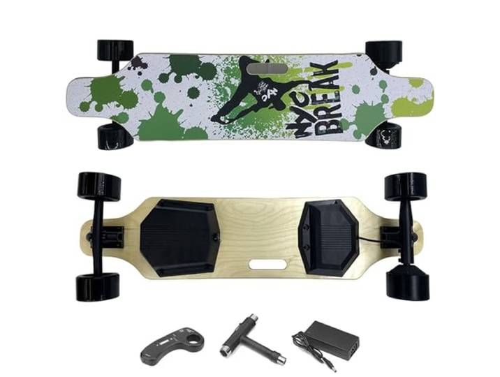 WACLMOTAKE Elektrisches Skateboard, elektrisches Longboard, 7-lagiges ahorn-komplett-Carving-surf-Skateboard,reaktionsschnelle und wendige achsen für Campus- und stadtfahrten
