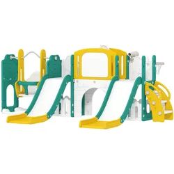 KINDERRUTSCHE 9-in-1 für Kleinkinder, Frosch-Design, Gelb+Grün